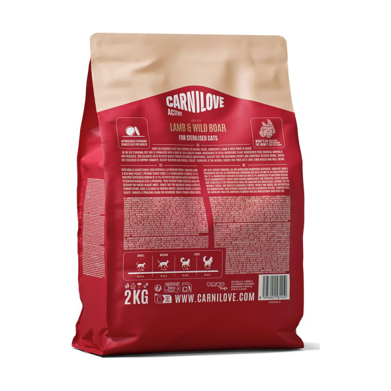 Корм сухой Carnilove Active Lamb & Wild Boar Sterilised для стерилизованных кошек ягненок и дикий кабан 2 кг