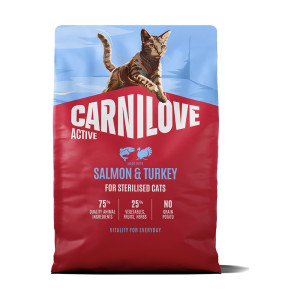 Корм сухой Carnilove Active Salmon & Turkey Sterilised для стерилизованных кошек лосось и индейка 2 кг