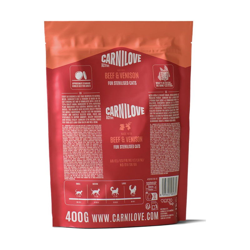 Корм сухой Carnilove Active Beef & Venison Sterilised для стерилизованных кошек говядина и оленина 400 г