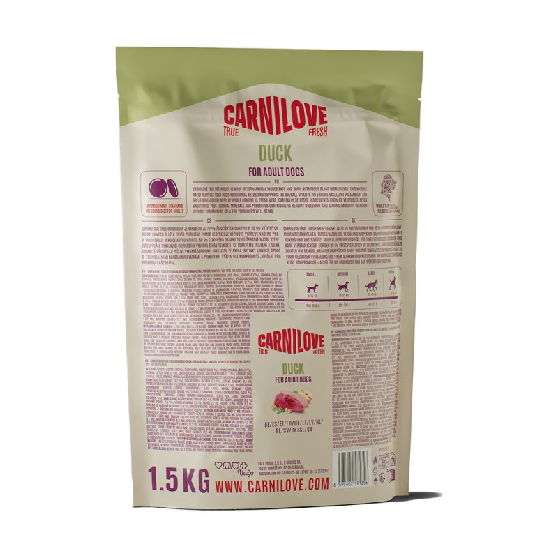 Корм сухой Carnilove True Fresh Duck для собак утка 1,5 кг
