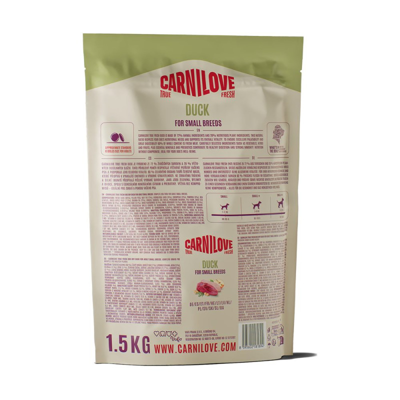 Корм сухой Carnilove True Fresh Duck Small Breed для собак мелких пород утка 1,5 кг