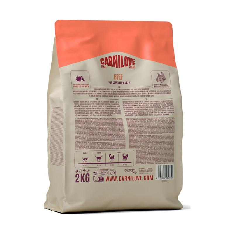 Корм сухой Carnilove True Fresh Beef Sterilised для стерилизованных кошек говядина 2 кг