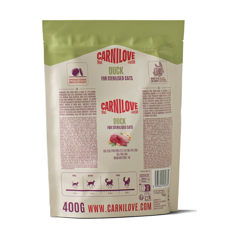 Корм сухой Carnilove True Fresh Duck Sterilised для стерилизованных кошек утка 400 г