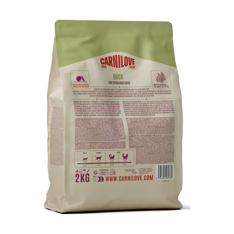 Корм сухой Carnilove True Fresh Duck Sterilised для стерилизованных кошек утка 2 кг
