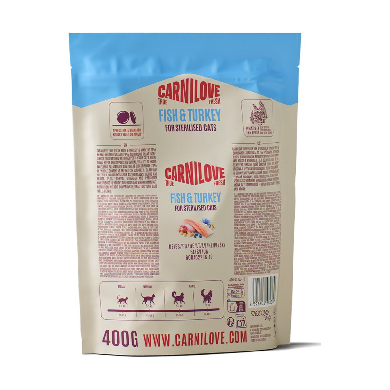 Корм сухой Carnilove True Fresh Fish & Turkey Sterilised для стерилизованных кошек рыба и индейка 400 г