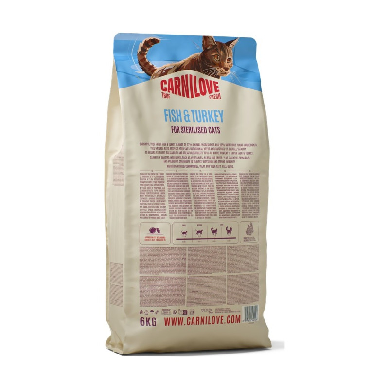 Корм сухой Carnilove True Fresh Fish & Turkey Sterilised для стерилизованных кошек рыба и индейка 6 кг