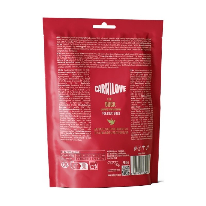 Лакомства Carnilove Soft Snack Duck with Rosemary для собак мягкие утка и розмарин 200 г