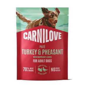 Корм влажный Carnilove Turkey & Pheasant with Raspberry Leaves для собак паштет индейка и фазан с листьями малины 300 г+G87
