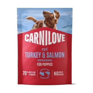 Корм влажный Carnilove Turkey & Salmon with Blueberries для щенков паштет индейка и лосось с черникой 300 г