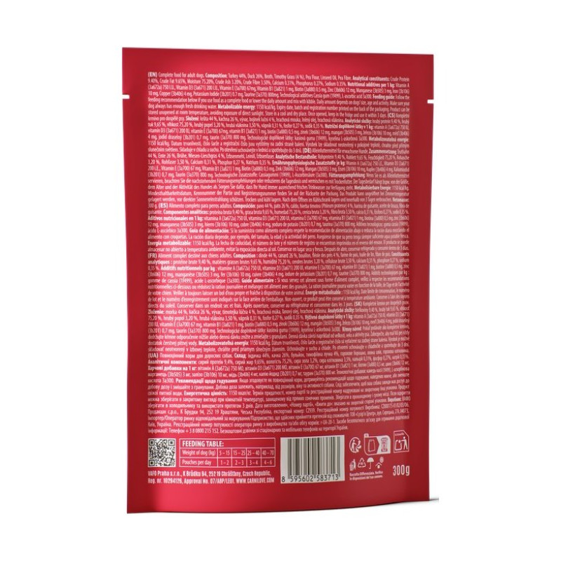 Корм влажный Carnilove Turkey & Duck with Timothy Grass для собак паштет индейка и утка с тимофеевкой 300 г