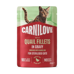 Корм вологий Carnilove Gravy Quail with Dandelion Sterilised для стерилізованих котів перепілка і кульбаба в соусі 85 г