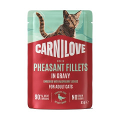 Корм вологий Carnilove Gravy Pheasant with Raspberry Leaves для котів фазан і листя малини в соусі 85 г