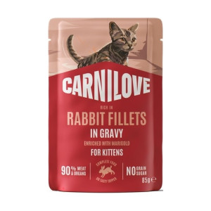 Корм влажный Carnilove Gravy Rabbit with Marigold Kitten для котят кролик и календула в соусе 85 г