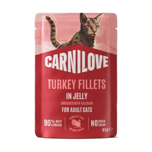 Корм влажный Carnilove Jelly Turkey with Valerian для кошек индейка и валериана в желе 85 г