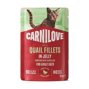 Корм влажный Carnilove Jelly Quail with Dandelion для кошек перепёлка и одуванчик в желе 85 г