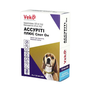 Veko Ассуріті Плюс Спот Он краплі для собак 4-10кг, упаковка 6х1 мл