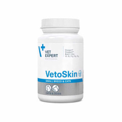 Харчова добавка Vet Expert VetoSkin Small breed&cat  для підтримання здоров'я шкіри та шерсті у котів і собак малих порід, 60 капс