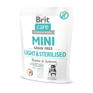 Сухий беззерновий корм Brit Care Light для собак стерилізованих мініатютрних порід - з схильністью до зайвої ваги, з кроликом та лососем, 400 г