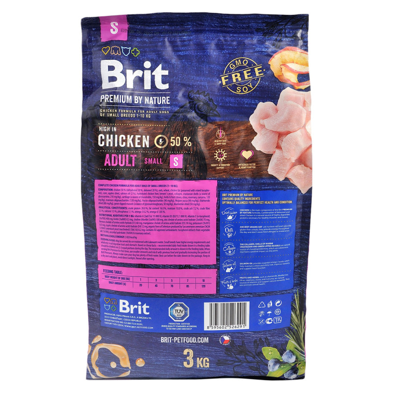 Сухой корм Brit Premium для собак малых пород, с курицей, 3 кг.