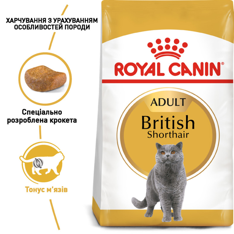 Сухой корм для котов ROYAL CANIN BRITISH SHORTHAIR ADULT породы Британская короткошерстная, 10 кг