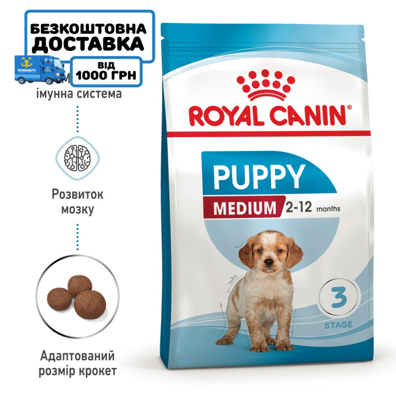 Сухой корм для щенков ROYAL CANIN MEDIUM PUPPY средних пород, 1 кг
