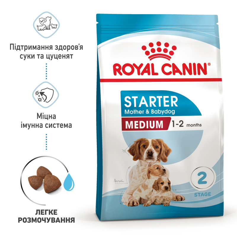 Сухой корм для щенков ROYAL CANIN MEDIUM STARTER новорожденных средних пород, 1 кг