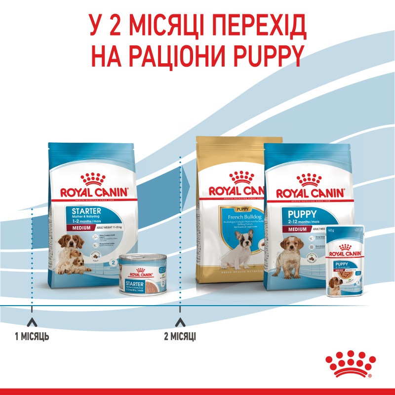 Сухой корм для щенков ROYAL CANIN MEDIUM STARTER новорожденных средних пород, 1 кг
