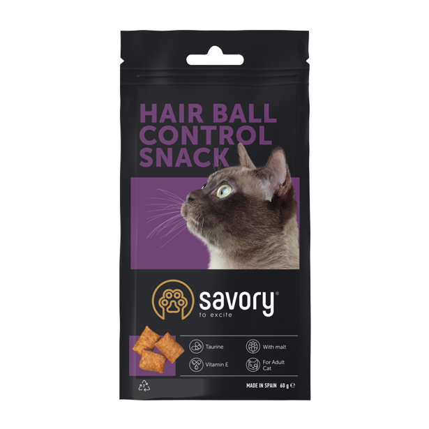 Ласощі Savory Cats Snacks Pillows Hair Ball Control для котів, виведення шерсті