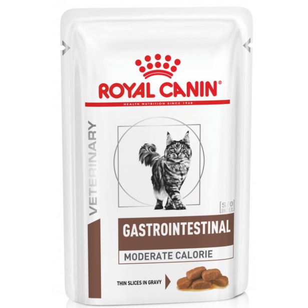 Лікувальна дієта Royal Canin GASTROINTESTINAL MODERATE CALORIE CAT(шматочки у соусі) для котів схильних до зайвої ваги з порушенням травлення