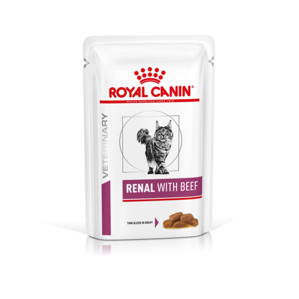 Лікувальна дієта Royal Canin RENAL CAT BEEF (шматочки у соусі) для котів при хронічній нирковій недостатності