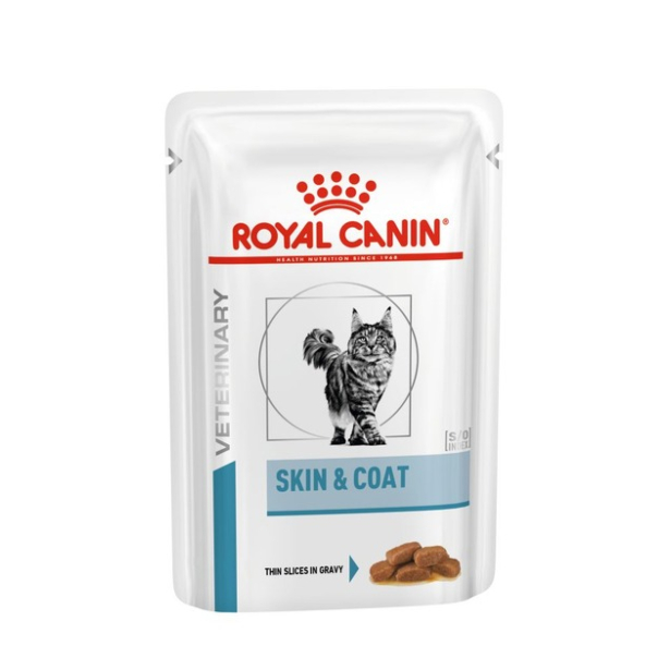 Лікувальна дієта Royal Canin SKIN&COAT CAT (шматочки у соусі) для котів при дерматозі та випаданні шерсті