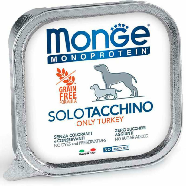 Вологий корм Monge Dog solo 100% turkey для дорослих собак 100% індичка