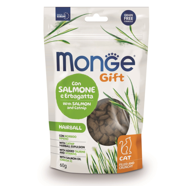 Ласощі Monge Gift Cat Hairball для дорослих котів лосось і котяча м'ята
