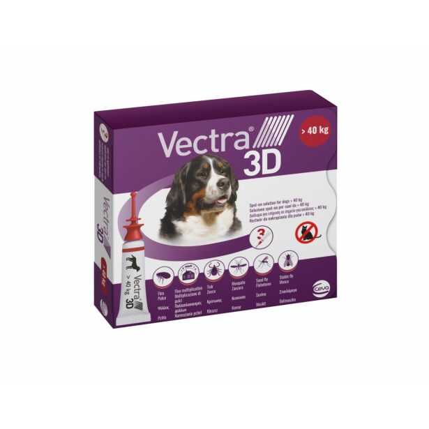 Краплі на холку Ceva VECTRA 3D від зовнішніх паразитів, для собак вагою від 40 до 65 кг, 1 піпетка 8 мл