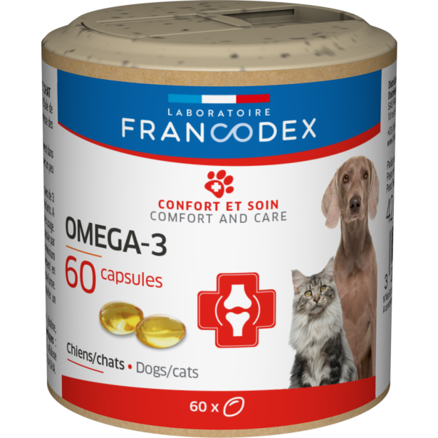 Вітаміни Laboratorie Francodex Omega 3 для котів і собак, 60 капсул.