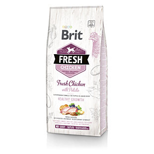 Сухий корм Brit Fresh для цуценят та молодих собак всіх порід, з куркою та картоплею