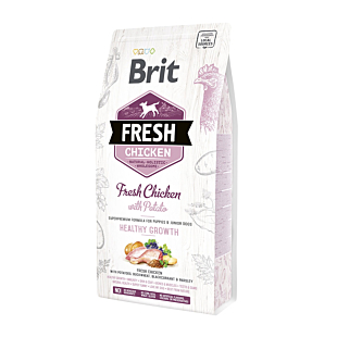 Сухой корм Brit Fresh для щенков и молодых собак всех пород, с курицей и картофелем