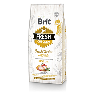 Сухой корм Brit Fresh для взрослых собак всех пород, с курицей и картофелем