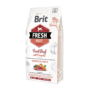 Сухий корм Brit Fresh для цуценят та молодих собак великих порід, з яловичиною та гарбузом