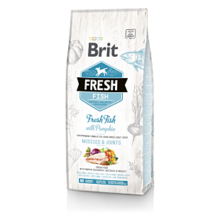Сухий корм Brit Fresh для дорослих собак великих порід, для м'язів та суглобів, з рибою та гарбузом