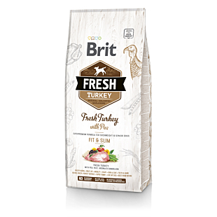 Сухий корм Brit Fresh для дорослих собак із надмірною вагою, індичка та горох