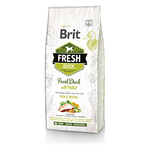 Сухий корм Brit Fresh для дорослих активних собак, з качкою та пшоном