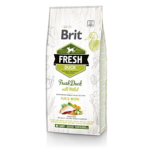 Сухой корм Brit Fresh для взрослых активных собак, с уткой и пшеном