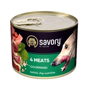 Вологий корм Savory Dog Gourmand для дорослих собак, 4 види м'яса