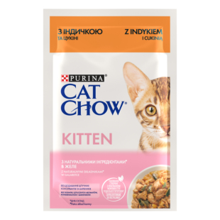 Вологий корм CAT CHOW Kitten кошенятам, шматочки в желе з індичкою