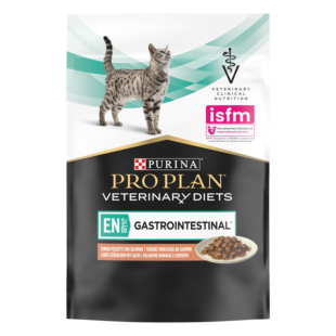 Вологий дієтичний корм PRO PLAN Veterinary Diets EN Gastrointestinal для кошенят та дорослих котів для зменшення кишкових розладів, годівля у період одужання, з лососем