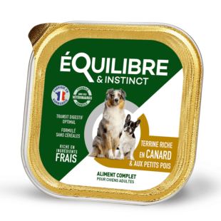 Паштет Equilibre & Instinct для дорослих собак із качкою та зеленим горошком, ламістер
