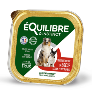 Паштет Equilibre & Instinct для взрослых собак с говядиной и зеленым горошком, ламистер