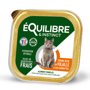 Паштет Equilibre & Instinct для взрослых и стерилизованных кошек с мясом птицы и кабачком, ламистер