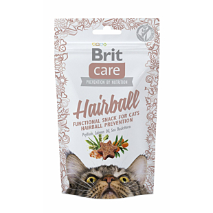 Функциональное лакомство Brit Care Hairball Snack для кошек, вывод шерсти из желудка, утка
